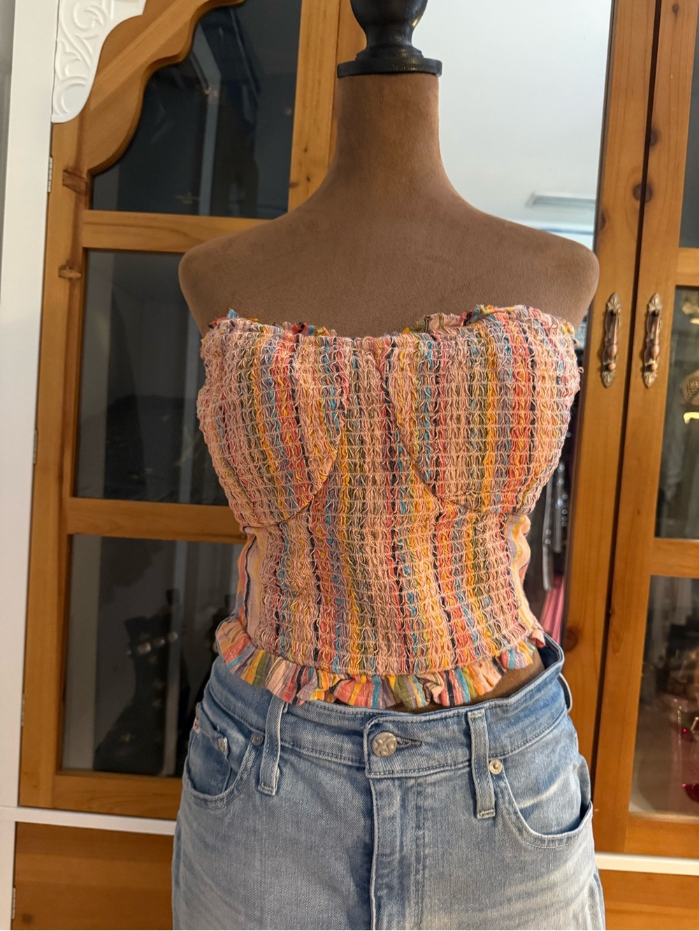 Anthropology Strapless Multicolor Crop Top - Women